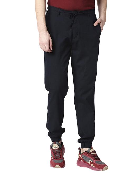 navy blue solid jogger - 17501985 - Very Small Image - 1