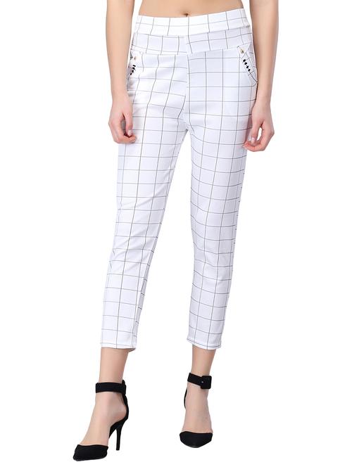 high rise checked flat front trousers - 17502108 - Very Small Image - 1