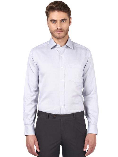 light blue self design formal shirt - 17502223 - Very Small Image - 1