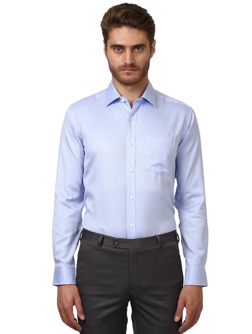 light blue self design formal shirt - 17502227 - Very Small Image - 1