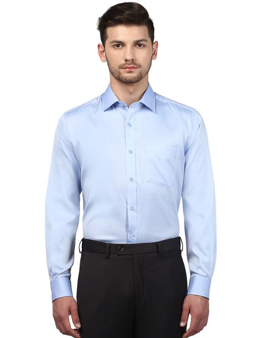 light blue solid formal shirt - 17502230 - Very Small Image - 1