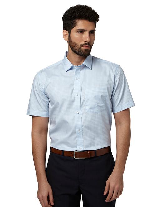 light blue self design formal shirt - 17502254 - Very Small Image - 1