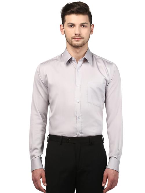 grey solid formal shirt - 17502315 - Very Small Image - 1