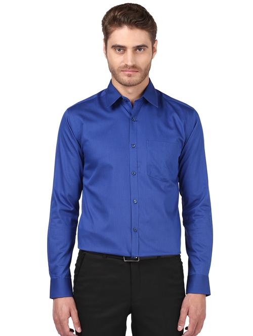blue self design formal shirt - 17502319 - Very Small Image - 1