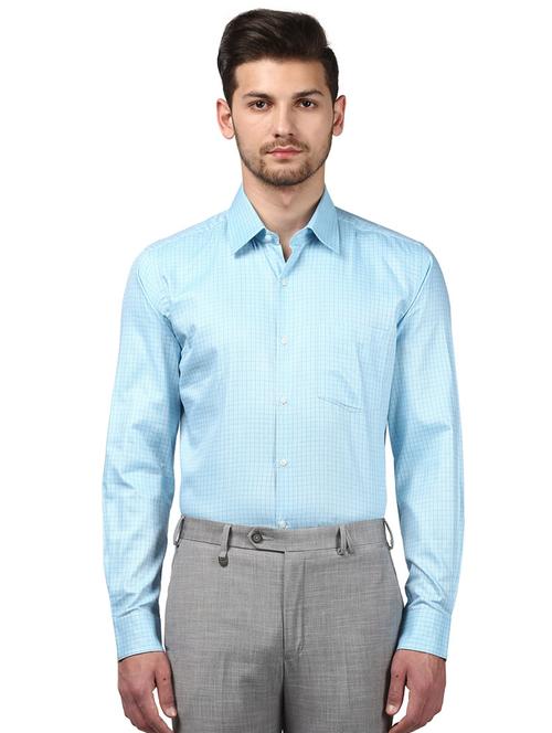 light blue checkered formal shirt - 17502332 - Very Small Image - 1