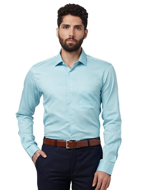 light blue self design formal shirt - 17502386 - Very Small Image - 1