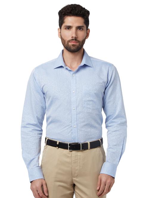 light blue self design formal shirt - 17502400 - Very Small Image - 1