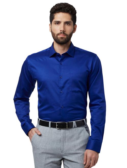 blue solid formal shirt - 17502431 - Very Small Image - 1