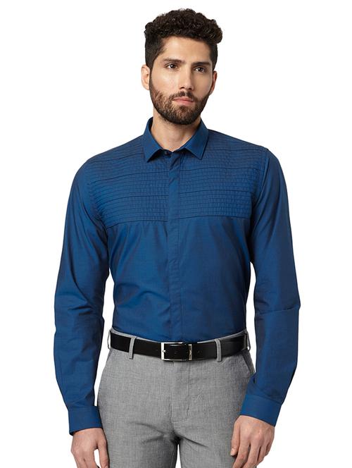 teal blue solid formal shirt - 17502461 - Very Small Image - 1