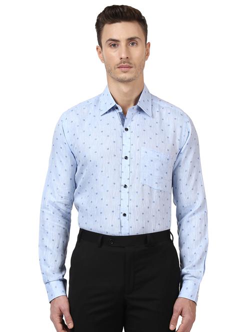 light blue printed formal shirt - 17502462 - Very Small Image - 1