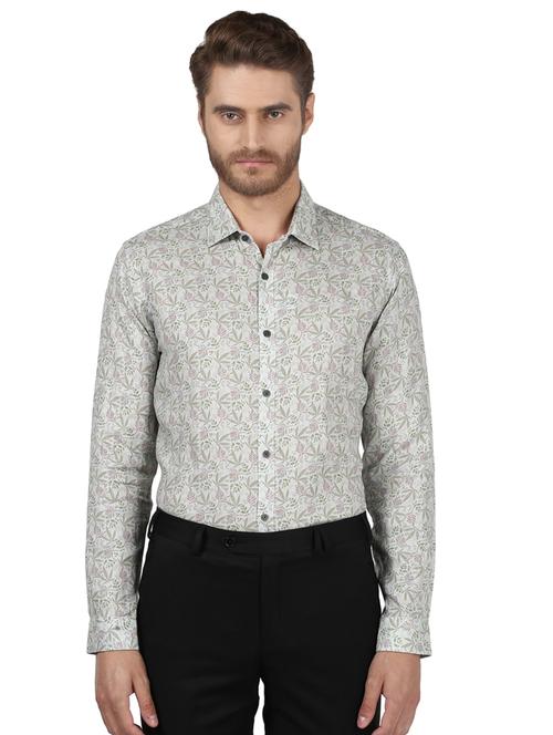 grey printed formal shirt - 17502476 - Very Small Image - 1