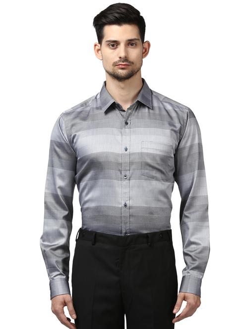 grey striped formal shirt - 17502511 - Very Small Image - 1