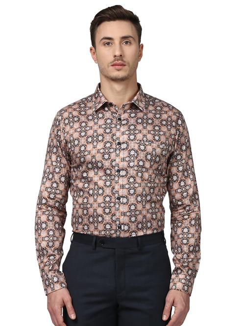 orange printed formal shirt - 17502514 - Very Small Image - 1