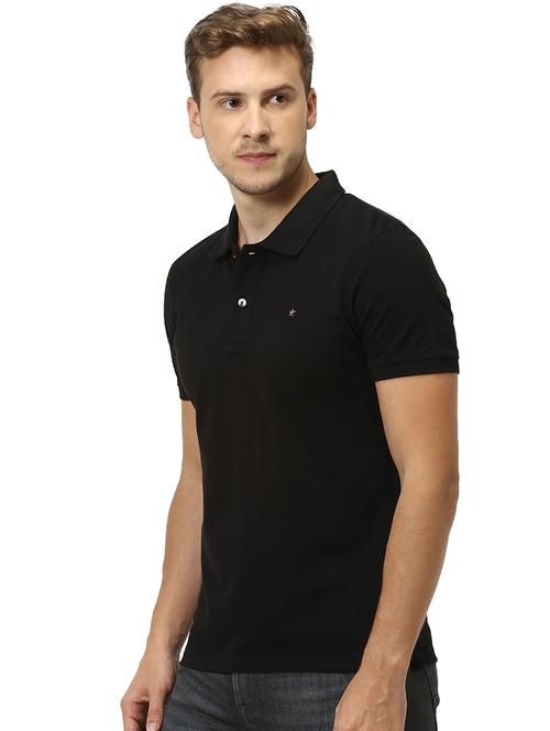 black solid polo t-shirt - 17502544 - Very Small Image - 1