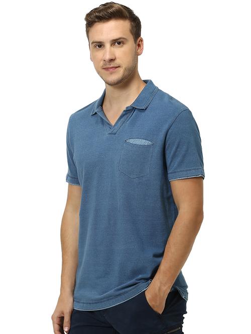 light blue solid collared t-shirt - 17502568 - Very Small Image - 1