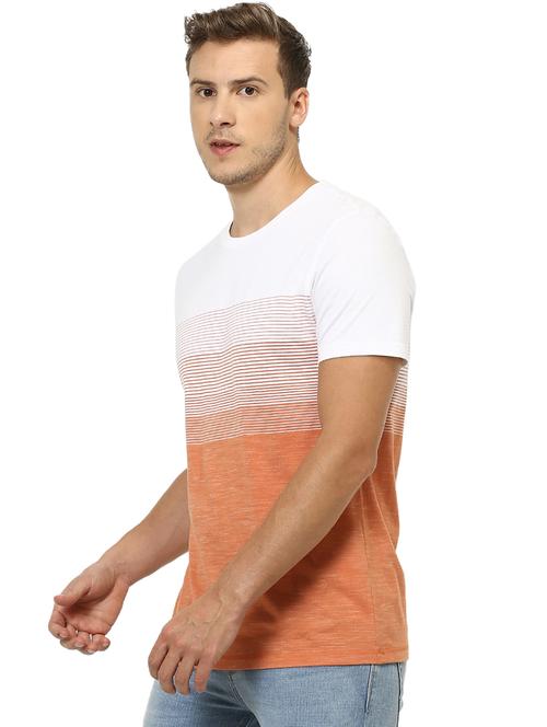 orange striped casual t-shirt - 17502578 - Very Small Image - 1