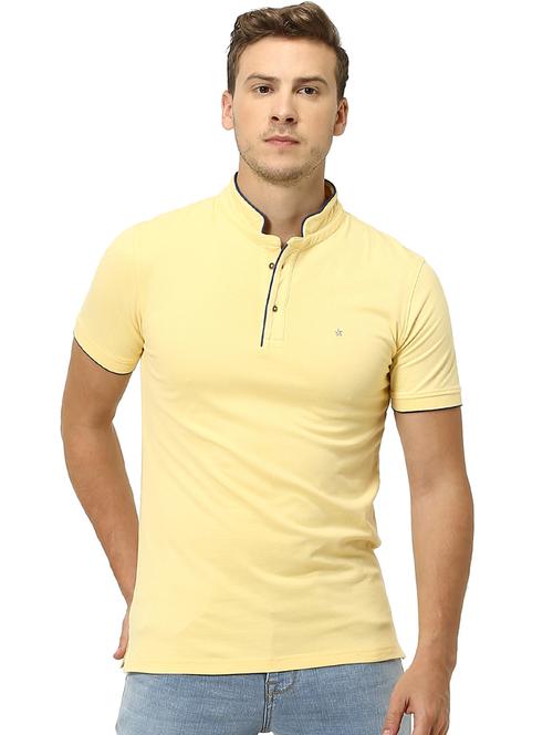 yellow solid collared t-shirt - 17502595 - Very Small Image - 1