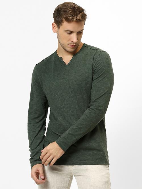 olive green melange t-shirt - 17502610 - Very Small Image - 1