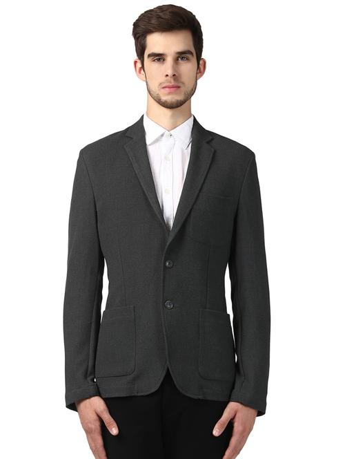 grey single breasted formal blazer - 17502715 - Very Small Image - 1