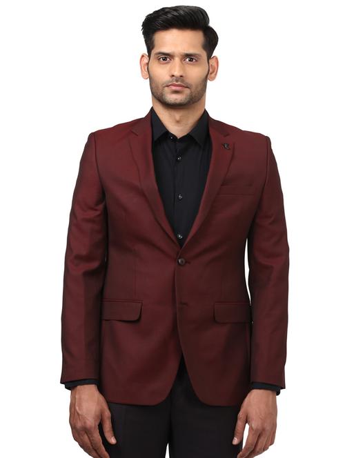 red solid single breasted formal blazer - 17502765 - Very Small Image - 1