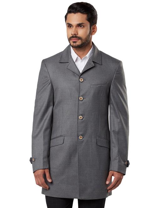 grey solid single breasted formal blazer - 17502770 - Very Small Image - 1