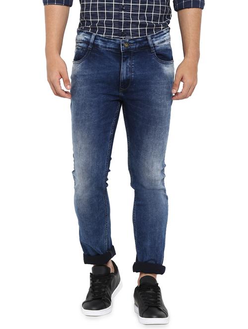 navy blue light washed denim jeans - 17502870 - Very Small Image - 1