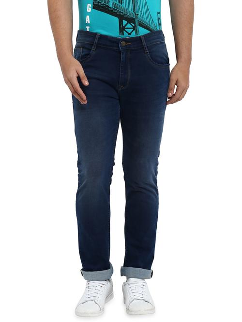 navy blue light washed denim jeans - 17502875 - Very Small Image - 1