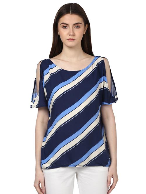 cold shoulder striped top - 17502923 - Very Small Image - 1