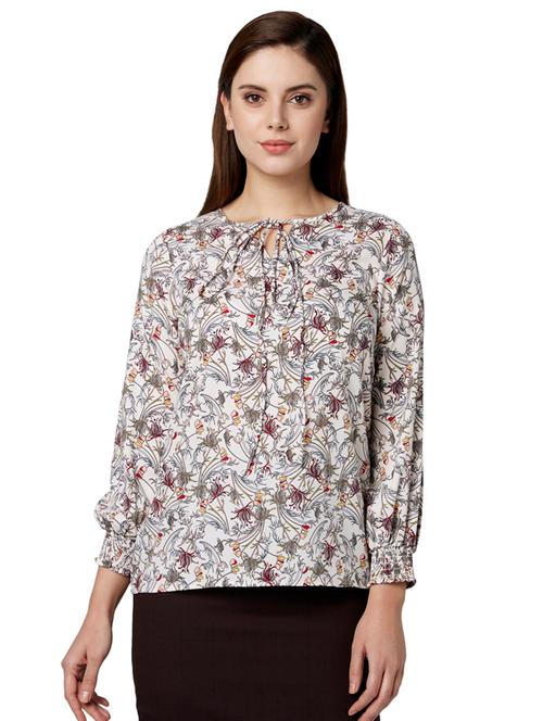 tie up neck floral top - 17502926 - Very Small Image - 1