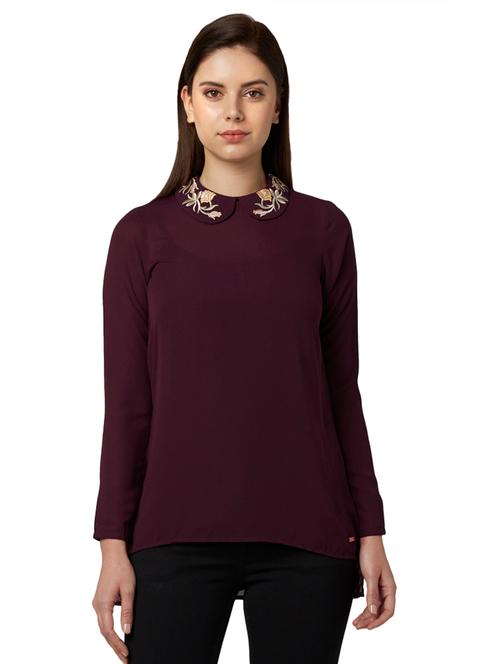 embroidered peter pan collar top - 17502940 - Very Small Image - 1
