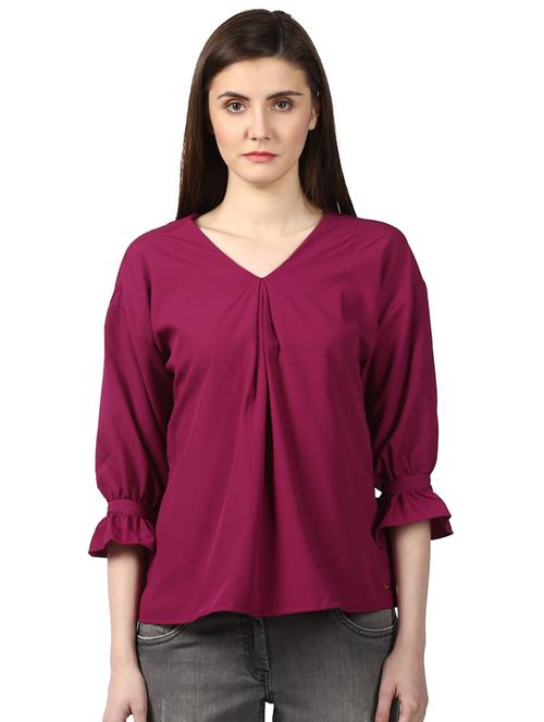 tie up neck solid top - 17502961 - Very Small Image - 1