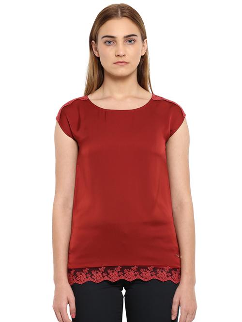 lace detail solid top - 17502963 - Very Small Image - 1