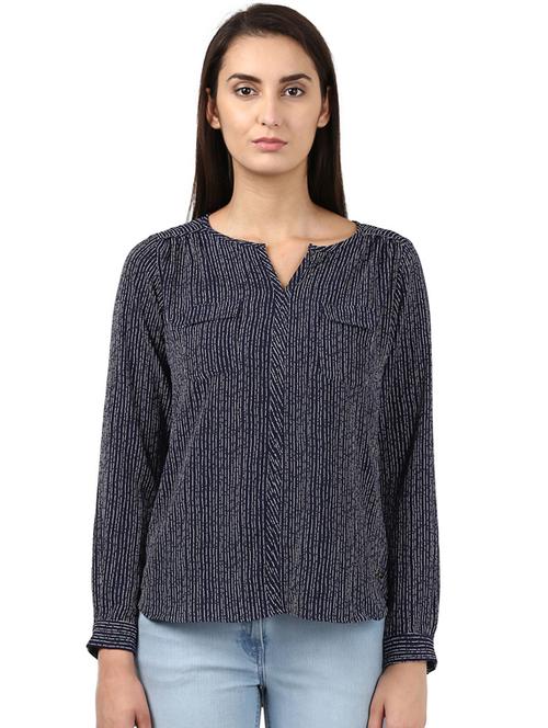 notch neck striped top - 17502985 - Very Small Image - 1