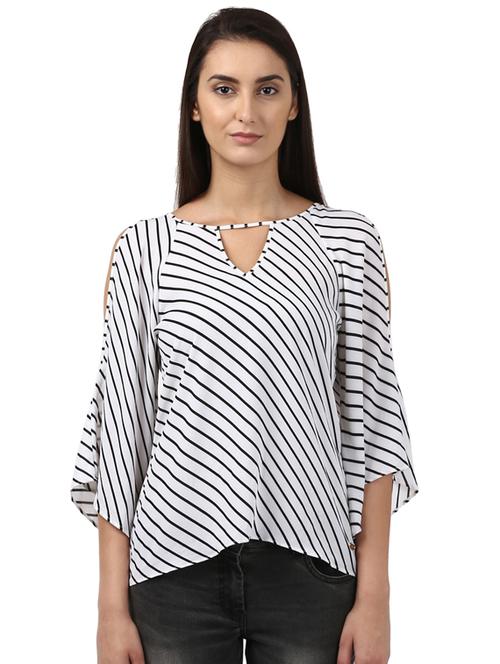 key hole neck striped top - 17503032 - Very Small Image - 1