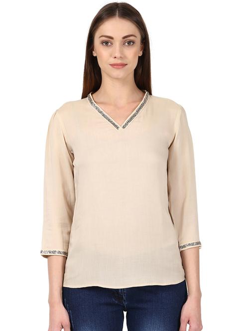 lace detail v-neck top - 17503040 - Very Small Image - 1