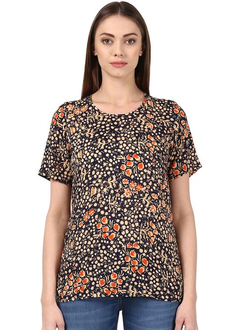 round neck floral top - 17503046 - Very Small Image - 1