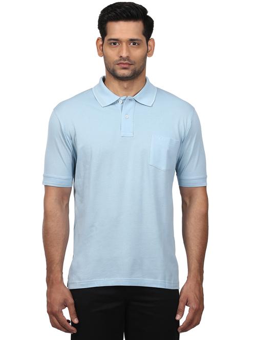 light blue solid polo t-shirt - 17503063 - Very Small Image - 1