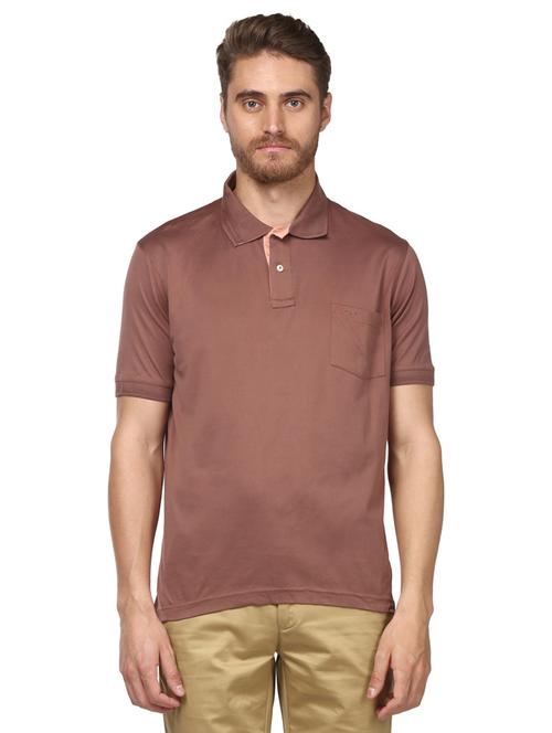 brown solid polo t-shirt - 17503106 - Very Small Image - 1