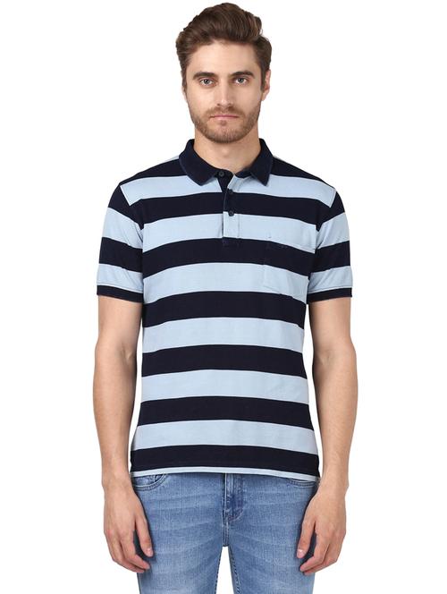 light blue striped polo t-shirt - 17503130 - Very Small Image - 1