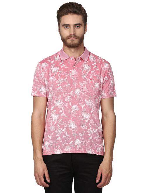pink floral print polo t-shirt - 17503132 - Very Small Image - 1