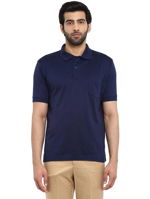 navy blue solid polo t-shirt - 17503145 - Very Small Image - 1