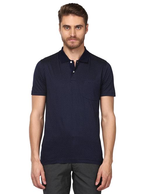 navy blue printed polo t-shirt - 17503178 - Very Small Image - 1