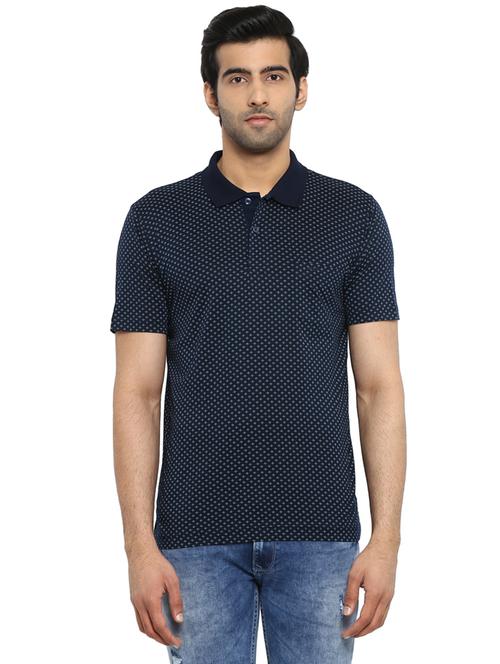 navy blue printed polo t-shirt - 17503185 - Very Small Image - 1