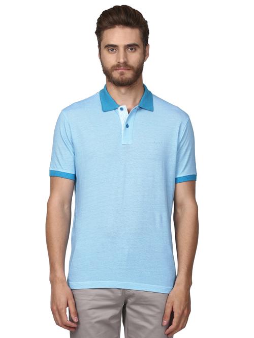 light blue solid polo t-shirt - 17503203 - Very Small Image - 1