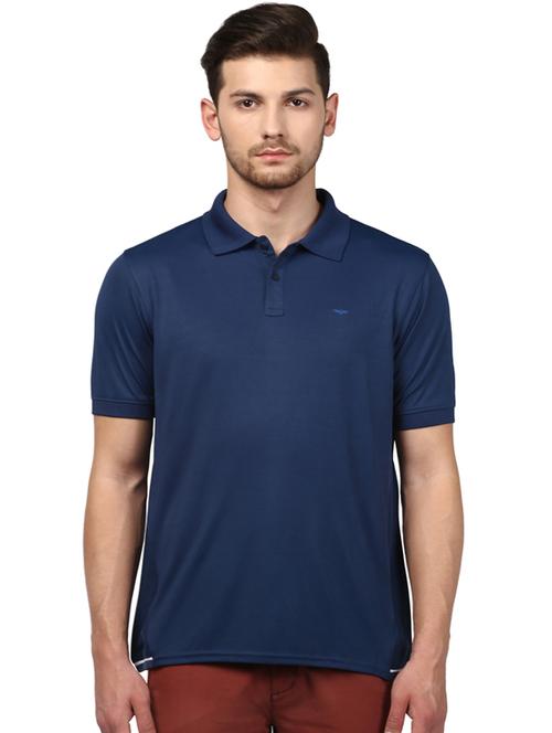 navy blue solid polo t-shirt - 17503262 - Very Small Image - 1