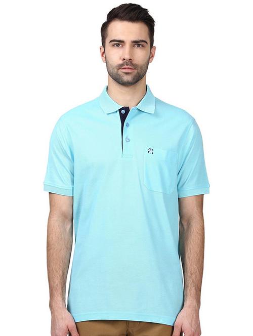 light blue solid solid polo t-shirt - 17503351 - Very Small Image - 1