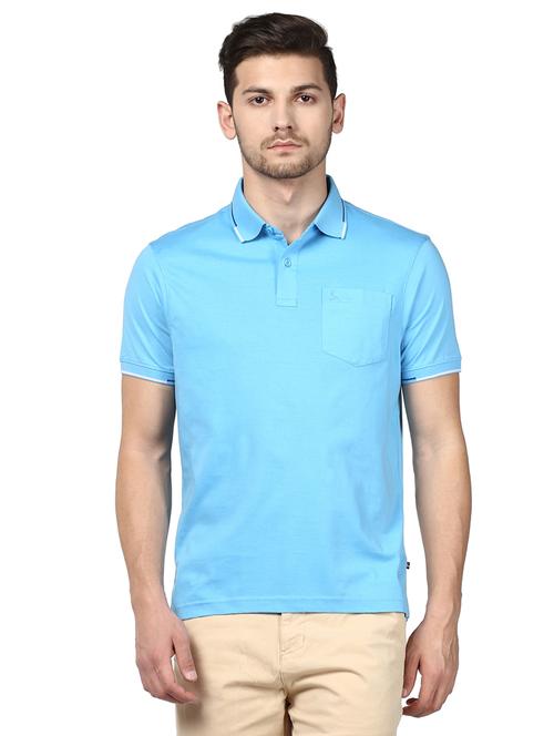 blue solid polo t-shirt - 17503523 - Very Small Image - 1