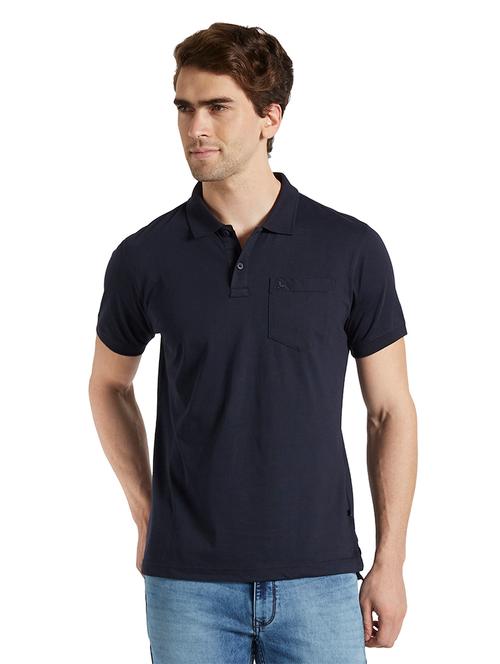 navy blue solid polo t-shirt - 17503691 - Very Small Image - 1