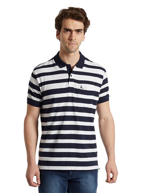 navy blue striped polo t-shirt - 17503699 - Very Small Image - 1
