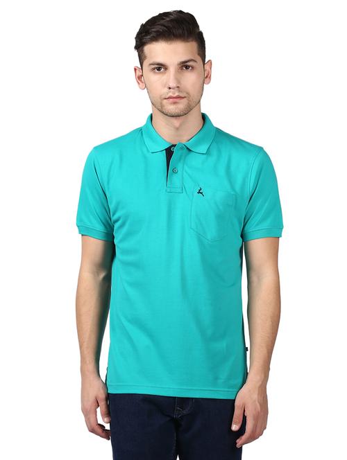 turquoise blue solid polo t-shirt - 17503706 - Very Small Image - 1